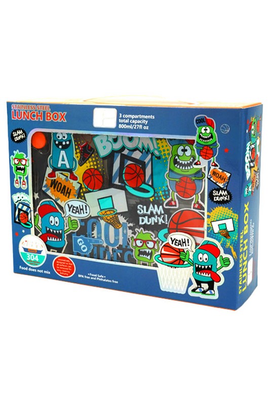 ظرف غذای داخل استیل ۸۰۰ میل طرح بسکتبال کد u۲۰۸۷