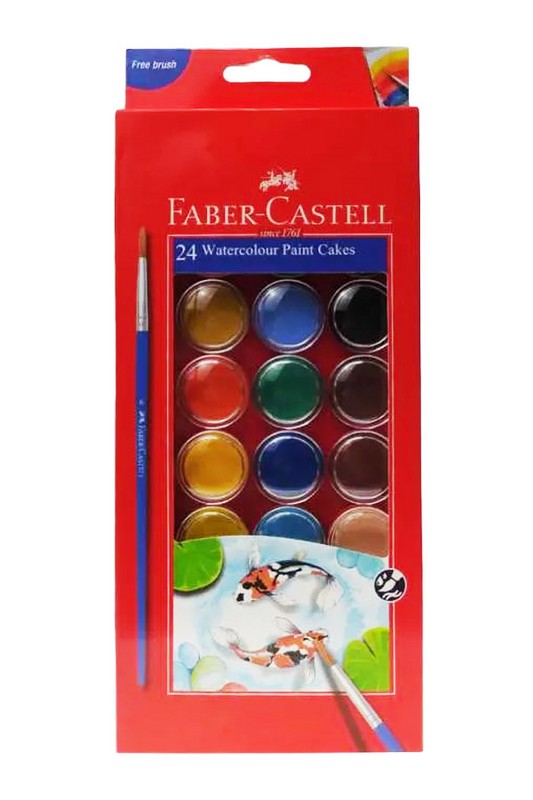 آبرنگ ۲۴ رنگ با قلم مو جعبه مقوایی ۱۲۵۰۴۱ فابر کاستل