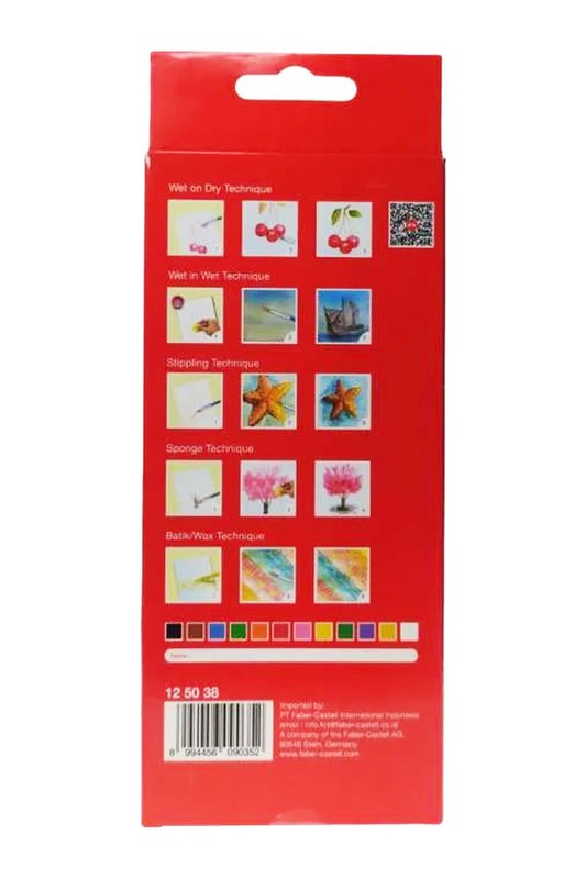 آبرنگ ۱۲ رنگ با قلم مو جعبه مقوایی ۱۲۵۰۳۸ فابر کاستل