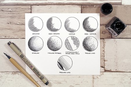 عکس انواع تکنیک های نقاشی با خودکار