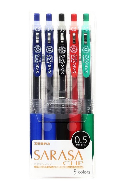 ست روان نویس ۰.۵ ژلی کلیپ ۵ رنگ ساراسا