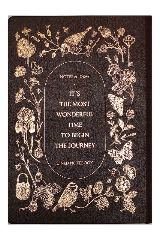 دفتر luxury leather a۵ notebook with gold foil-time to bloom