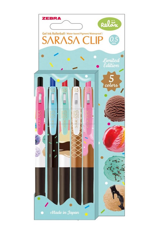 روان نویس ۵ رنگ ژلی ساراسا ۰.۵ طرح Sarasa Clip Ice Cream