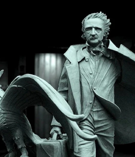 مجسمه ادگار آلن پو - نویسنده شگفتی ساز دنیای جنایت و تاریکی