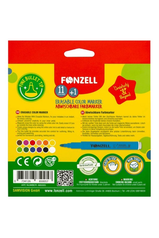 ماژیک ۱۱ رنگ همراه با ماژیک پاک کننده