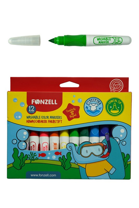 ماژیک ۱۲ رنگ جامبو قابل شستشو کد ۶۸۵۰۰۰