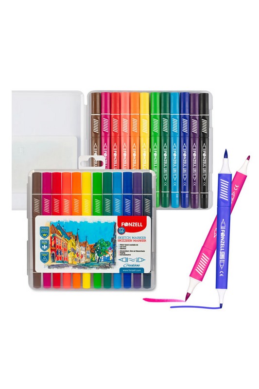 ماژیک اسکچ ۱۲ رنگ دو سر سری creative کد ۶۸۴۹۹۶