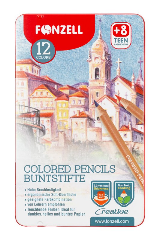 مداد رنگی ۱۲ رنگ جعبه فلزی ۶۸۵۰۵۴