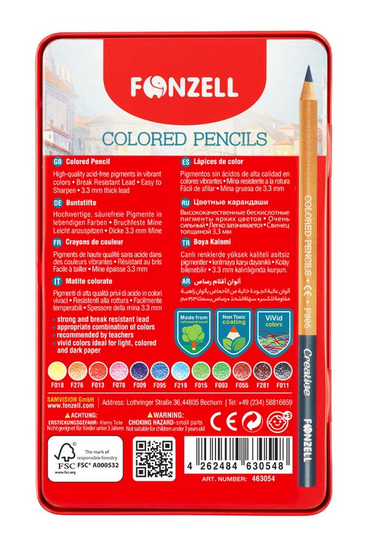 مداد رنگی ۱۲ رنگ جعبه فلزی ۶۸۵۰۵۴