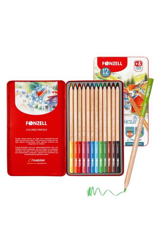 مداد رنگی ۱۲ رنگ جعبه فلزی ۶۸۵۰۵۴