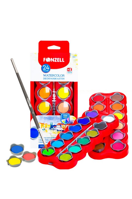 آبرنگ ۲۴ رنگ قرص ۳۰mm با قلم مو creative کد ۶۸۵۰۴۱